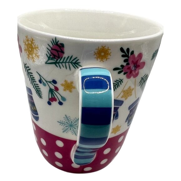 Matilda Jane Ceramic Coffee Mug Cup Pink Polka-Dot Mittens 18 oz READ - Picture 3 of 6